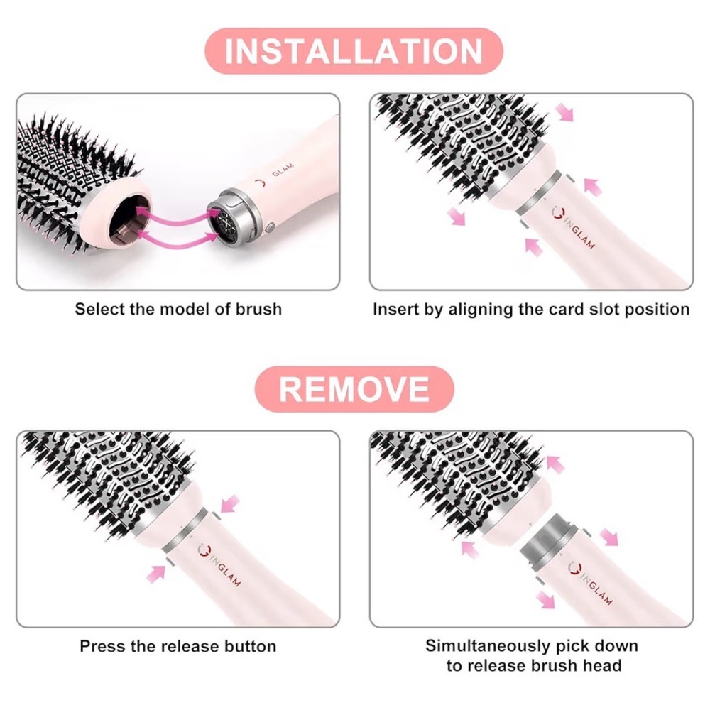 ✨ IG INGLAM 4-in-1 Blowout Hair Dryer Brush Set – Pink (New With Tags) ✨ - Picture 4 of 14